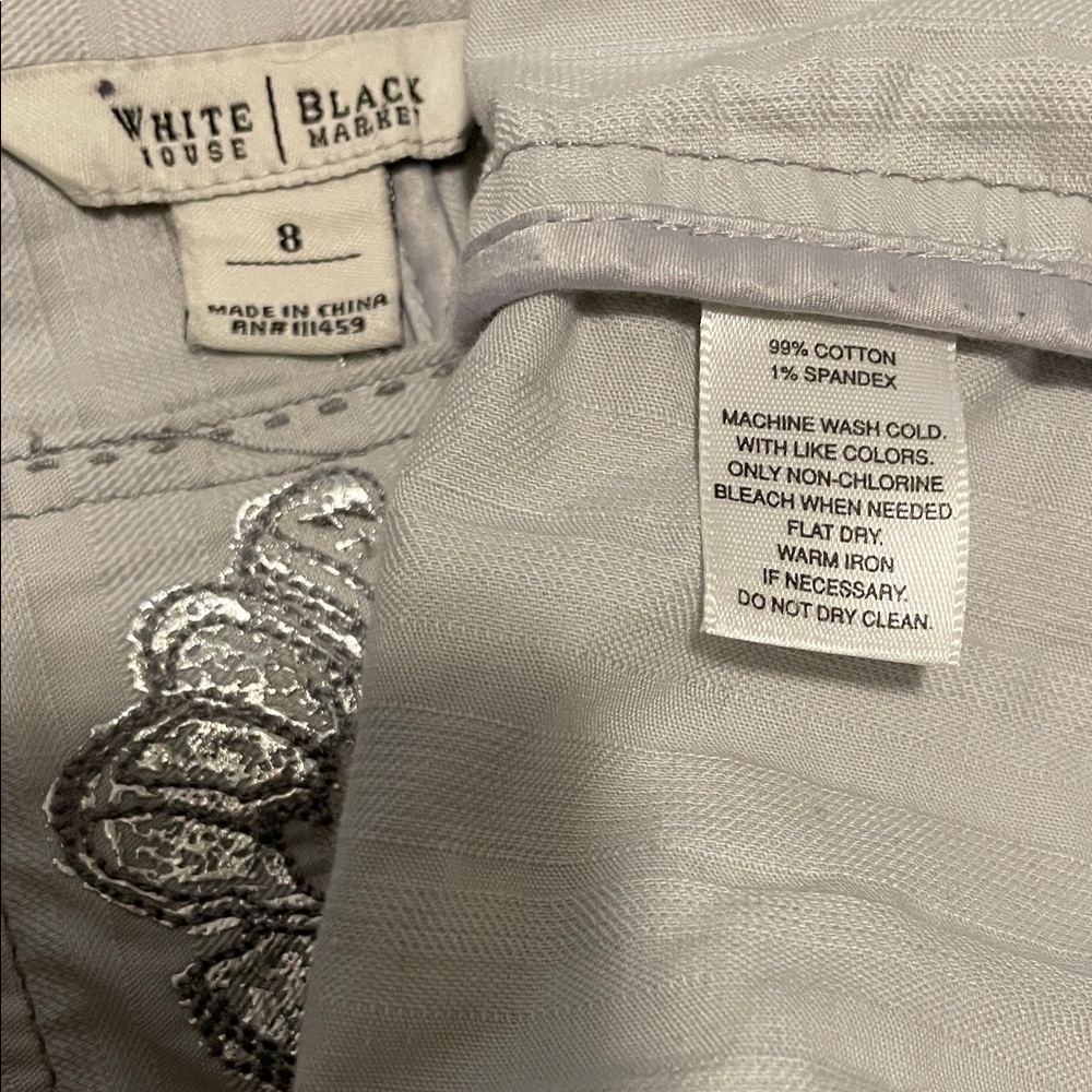 White House Black Market Fitted Blazer Jacket Size8 Light Blue-Gray Embellished - Picture 9 of 14